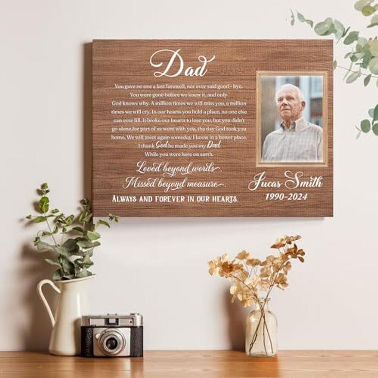 Thoughtful Memorial Canvas For Dad - Personalized Sympathy Gift For Remembrance - Ideal For Christmas