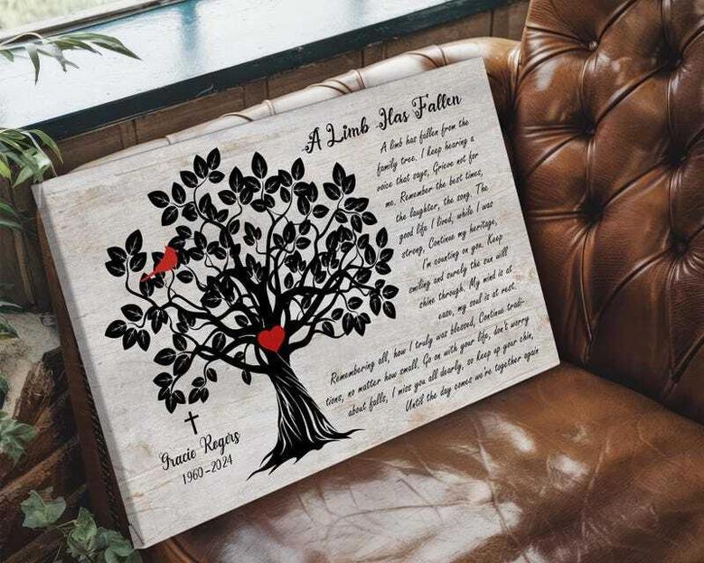 Heartfelt Memorial Tree Art Canvas With Cardinal Design For Loss Of Mom - Thoughtful Remembrance Gift