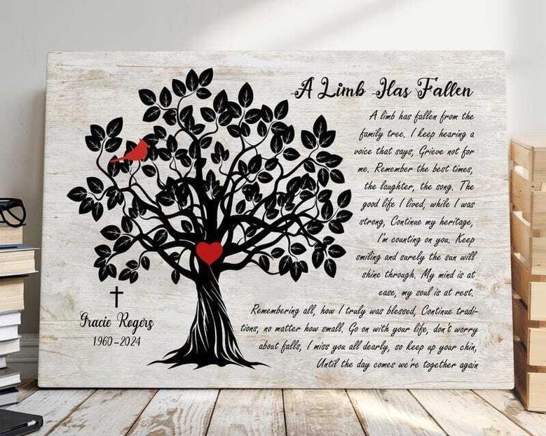 Heartfelt Memorial Tree Art Canvas With Cardinal Design For Loss Of Mom - Thoughtful Remembrance Gift