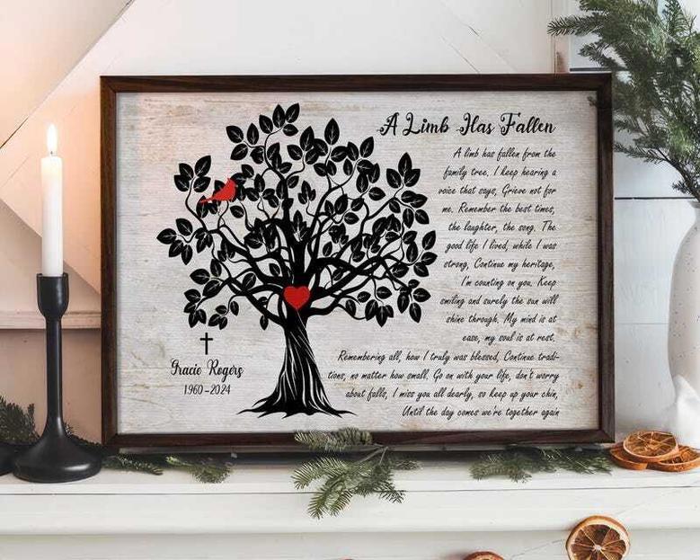 Heartfelt Memorial Tree Art Canvas With Cardinal Design For Loss Of Mom - Thoughtful Remembrance Gift