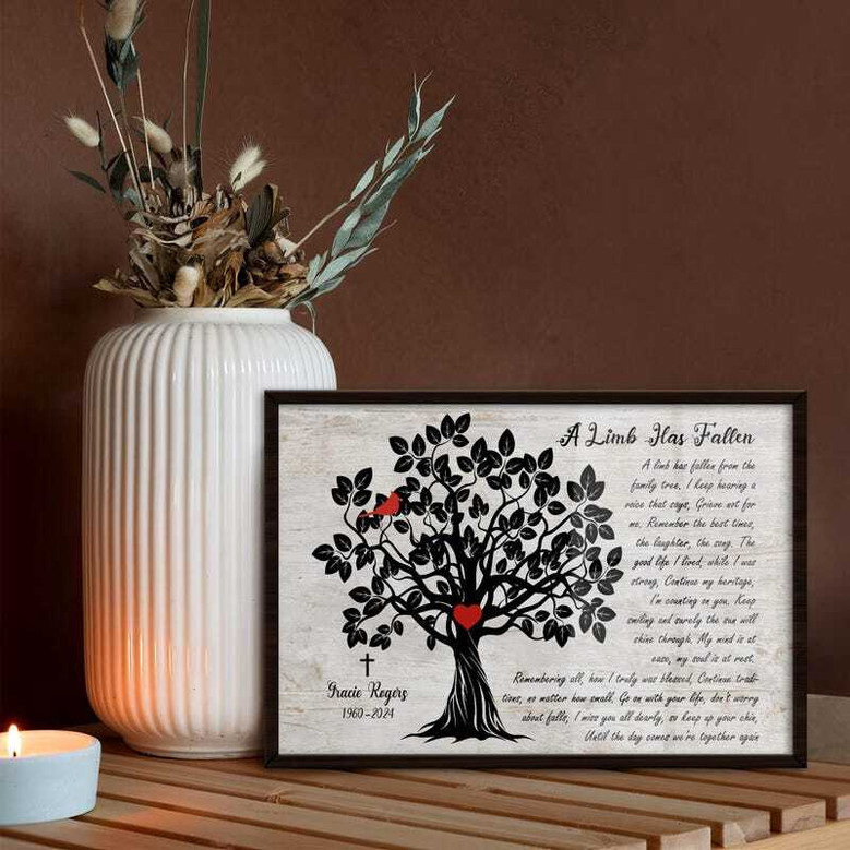 Heartfelt Memorial Tree Art Canvas With Cardinal Design For Loss Of Mom - Thoughtful Remembrance Gift