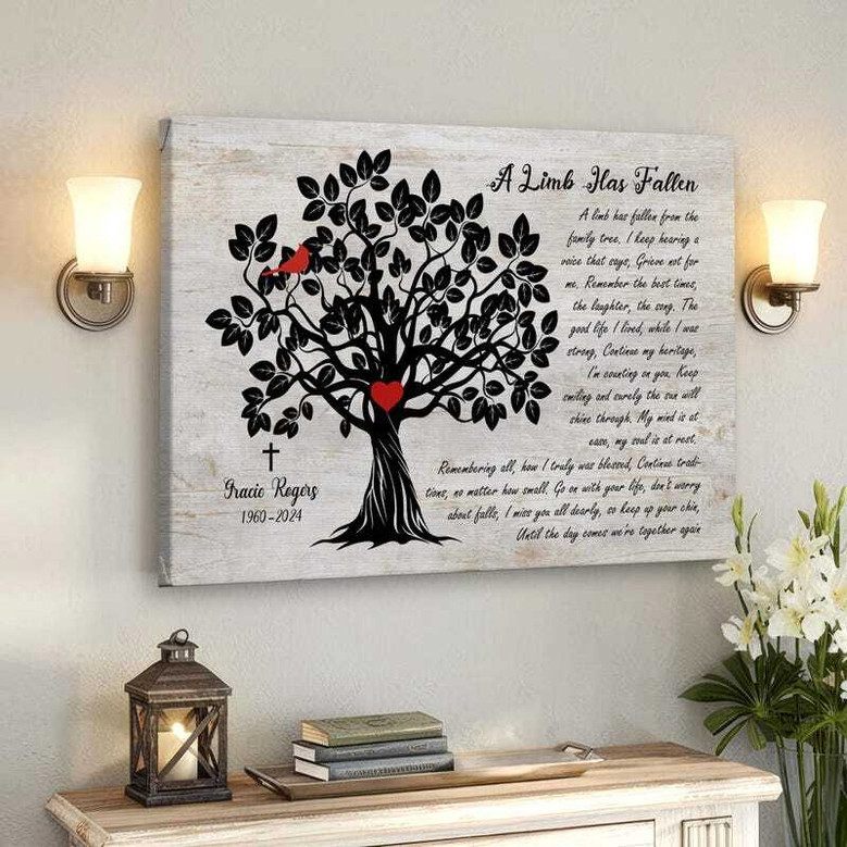 Heartfelt Memorial Tree Art Canvas With Cardinal Design For Loss Of Mom - Thoughtful Remembrance Gift