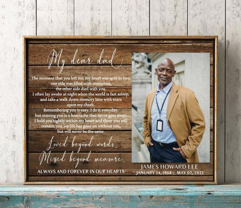 Heartfelt Memorial Canvas For Dad - Thoughtful Bereavement Gift For Living Room Wall Art