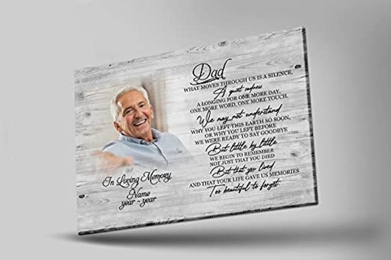 Touching Dad Memorial Canvas - Personalized Photo Tribute For Father Remembrance, Sympathy Gift For Living Room DéCor