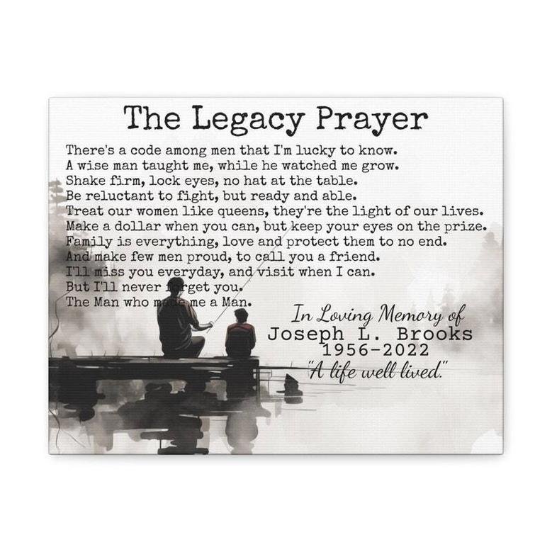 Touching Loss Of Father Memorial Canvas For Son - The Legacy Prayer Personalized Wall Art