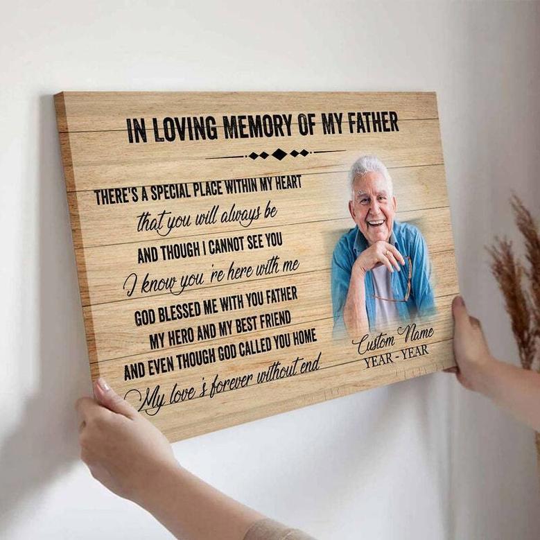 Heartfelt Memorial Canvas For Dad - Customizable In Loving Memory Print For Family Remembrance