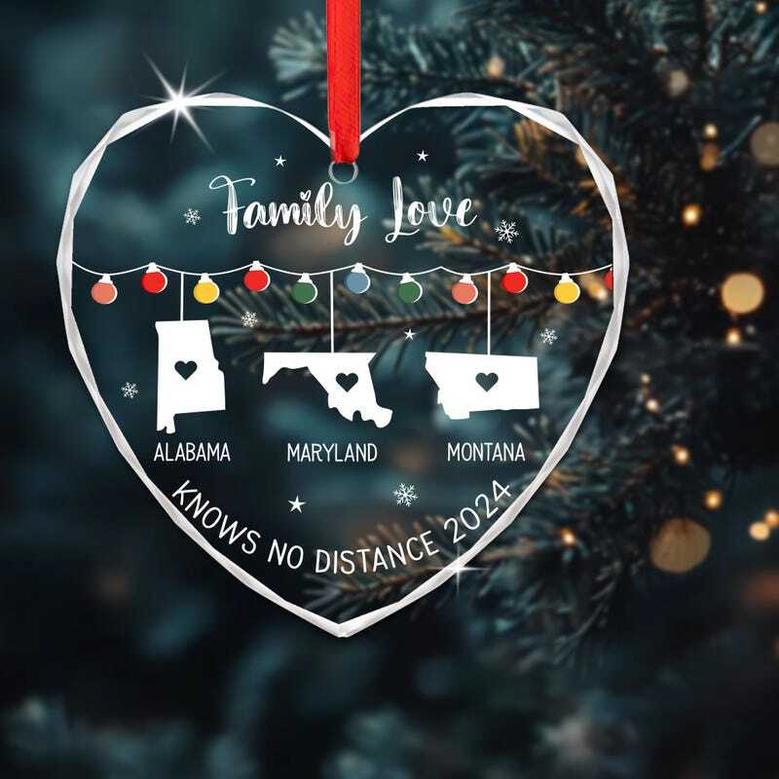 Personalized Long Distance Family Christmas Ornament With State Design - Heartfelt Holiday Gift For Distant Relatives