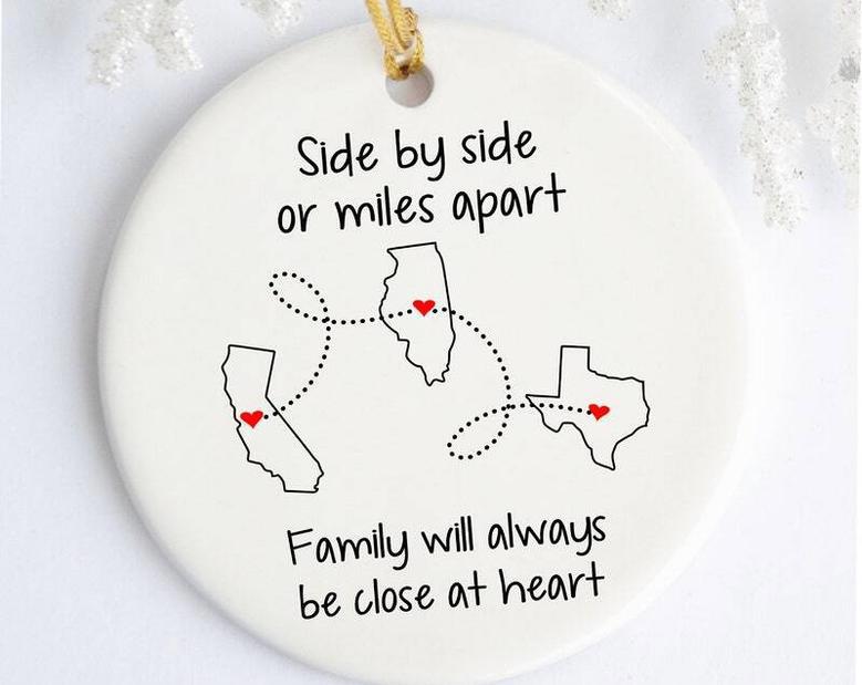 Personalized Long Distance Family Gift Ornament For Grandparents, Cousins, Friends - Thoughtful Keepsake