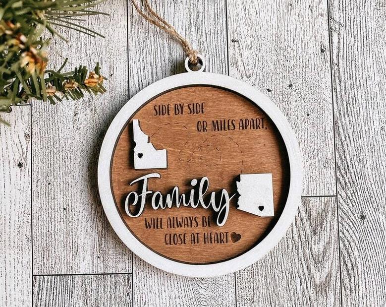 Personalized Wooden Ornament For Long Distance Families - Thoughtful Christmas Gift