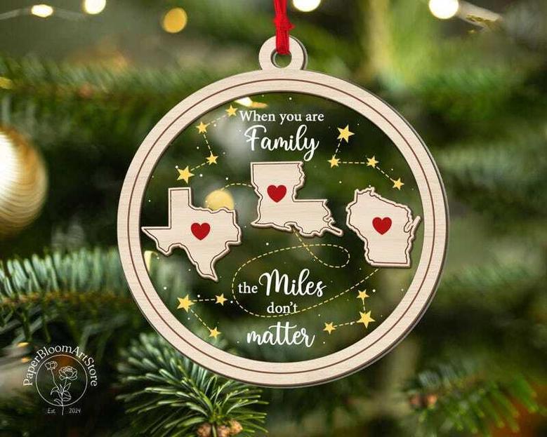 Thoughtful Long Distance Family Wooden Ornament - Christmas Gift For Loved Ones Far Away