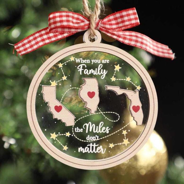 Thoughtful Long Distance Family Wooden Ornament - Christmas Gift For Loved Ones Far Away