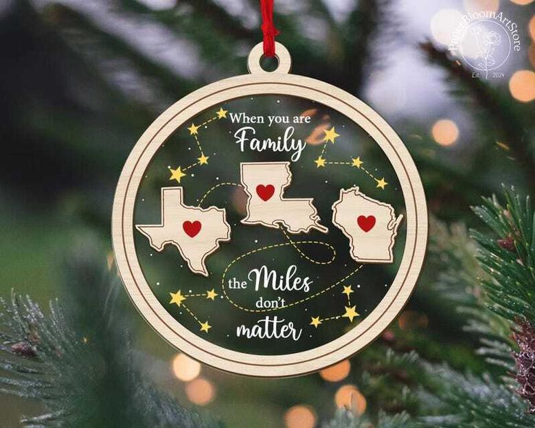 Thoughtful Long Distance Family Wooden Ornament - Christmas Gift For Loved Ones Far Away