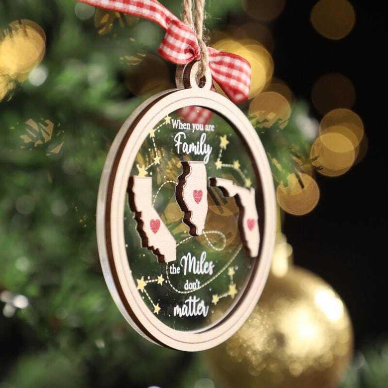 Thoughtful Long Distance Family Wooden Ornament - Christmas Gift For Loved Ones Far Away