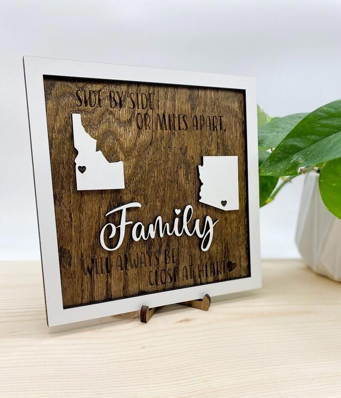 Personalized Long Distance Family Wooden Sign Thoughtful Gift For Miles Apart Loved Ones