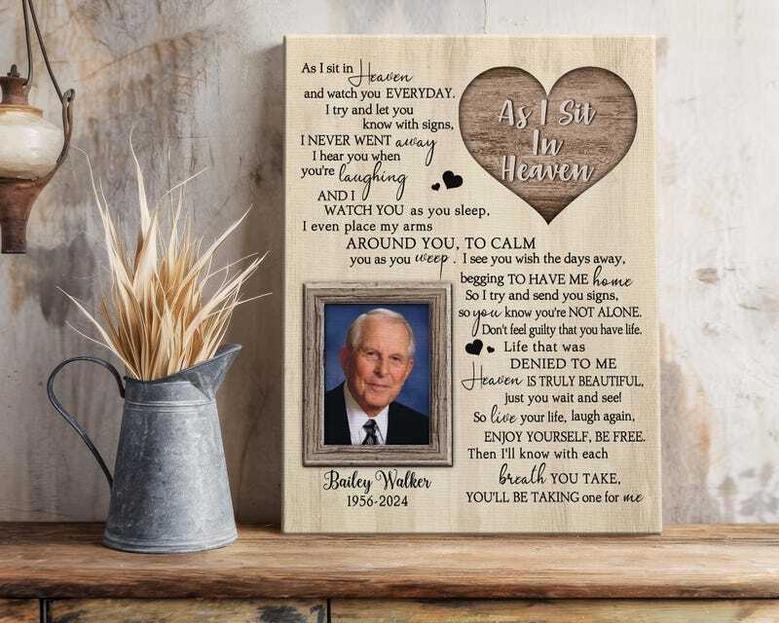 Personalized Memorial Canvas For Dad - Heartfelt Custom Photo And Quote Remembrance Wall Art