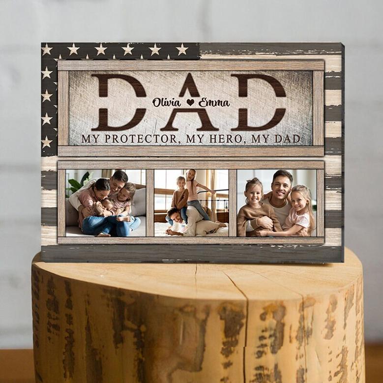 Funny Canvas For Hero Dad With Custom Family Photo - Perfect Father's Day Gift, Living Room DéCor