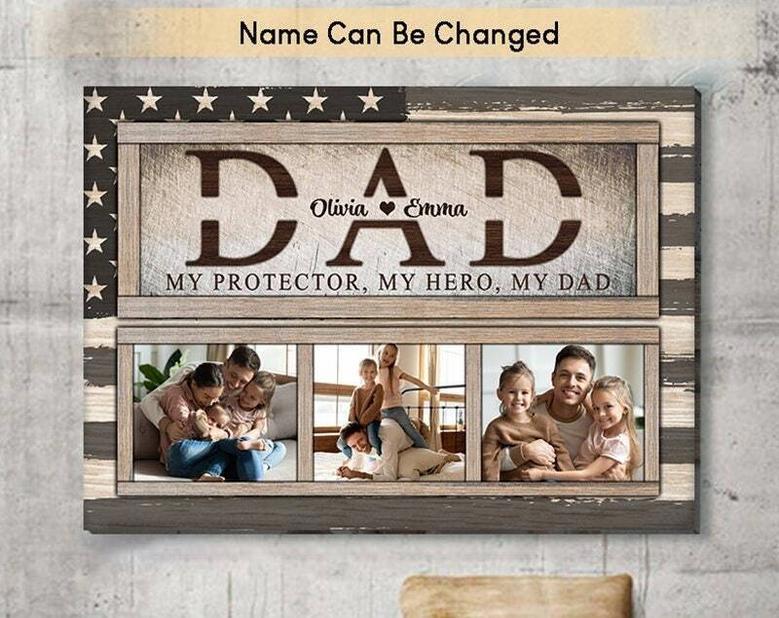 Funny Canvas For Hero Dad With Custom Family Photo - Perfect Father's Day Gift, Living Room DéCor