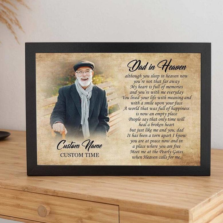 Memorial Canvas For Dad - Personalized Tribute Art With Poem, Custom Picture For Living Room Or Bedroom