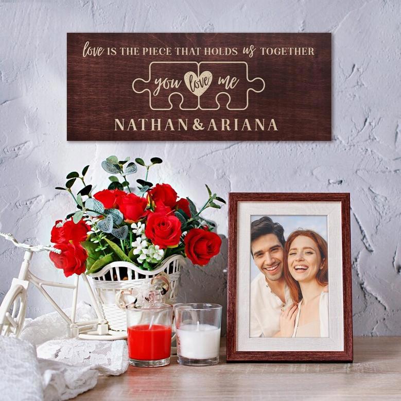 Thoughtful Anniversary Wood Sign For Couples - Customizable Names & Heart Design, Perfect Gift For Girlfriend Or Boyfriend