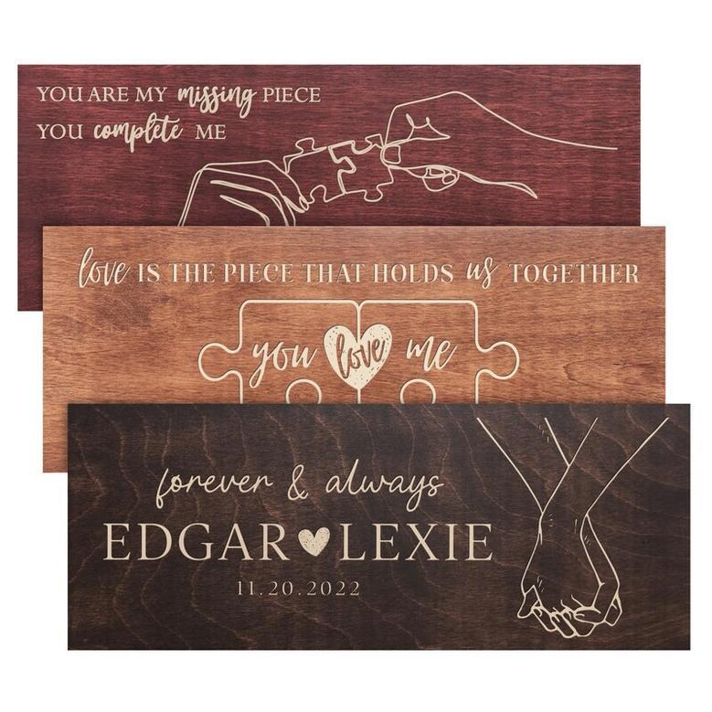 Thoughtful Anniversary Wood Sign For Couples - Customizable Names & Heart Design, Perfect Gift For Girlfriend Or Boyfriend