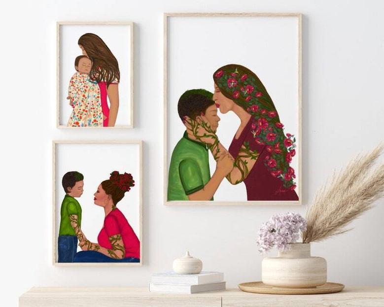 Personalized Mother Son Canvas Art - Touching Gift For Him - Motherhood Bedroom Wall Decor