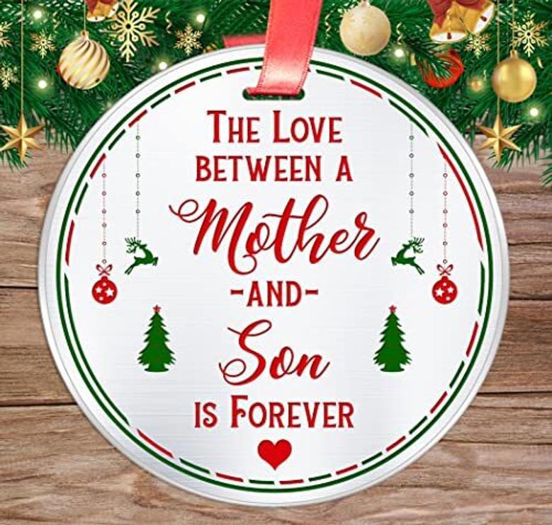 Mother Son Christmas Ornament - Personalized Holiday Gift With Love Quote For Mom Son