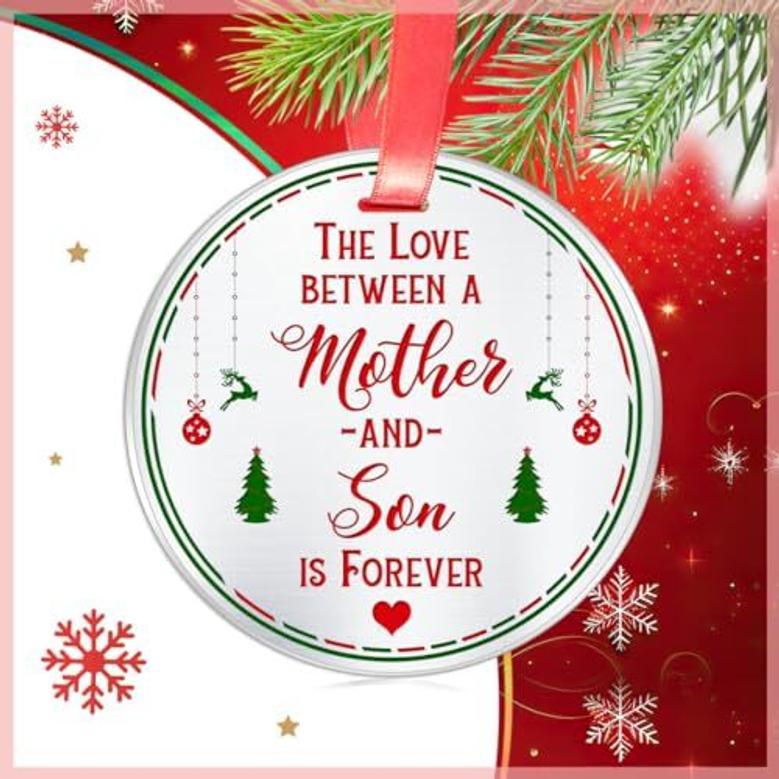 Mother Son Christmas Ornament - Personalized Holiday Gift With Love Quote For Mom Son