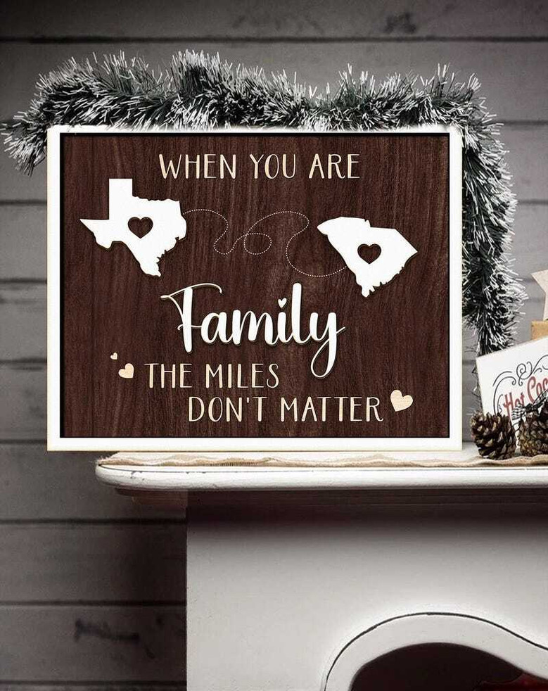 Heartfelt long-distance family wooden sign, engraved script, names and locations, espresso finish, moving-away gift Heartfelt long-distance family wooden sign, engraved script, names and locations, espresso finish, moving-away gift