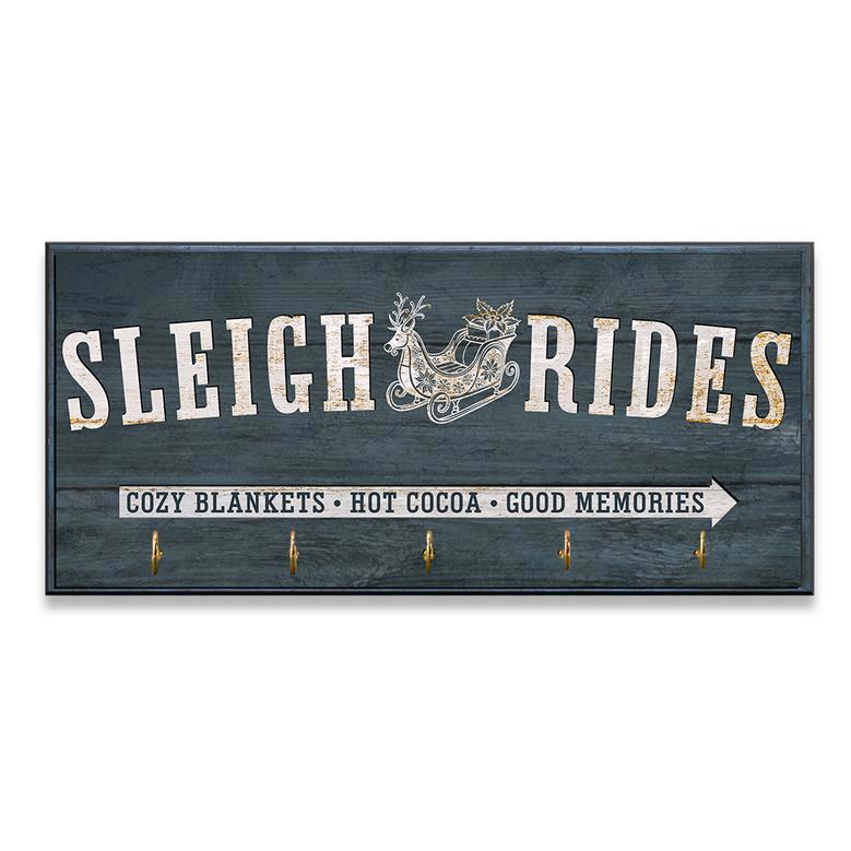 Custom "Sleigh Rides" Key Holder – Cozy Blankets & Hot Cocoa - Christmas Decor