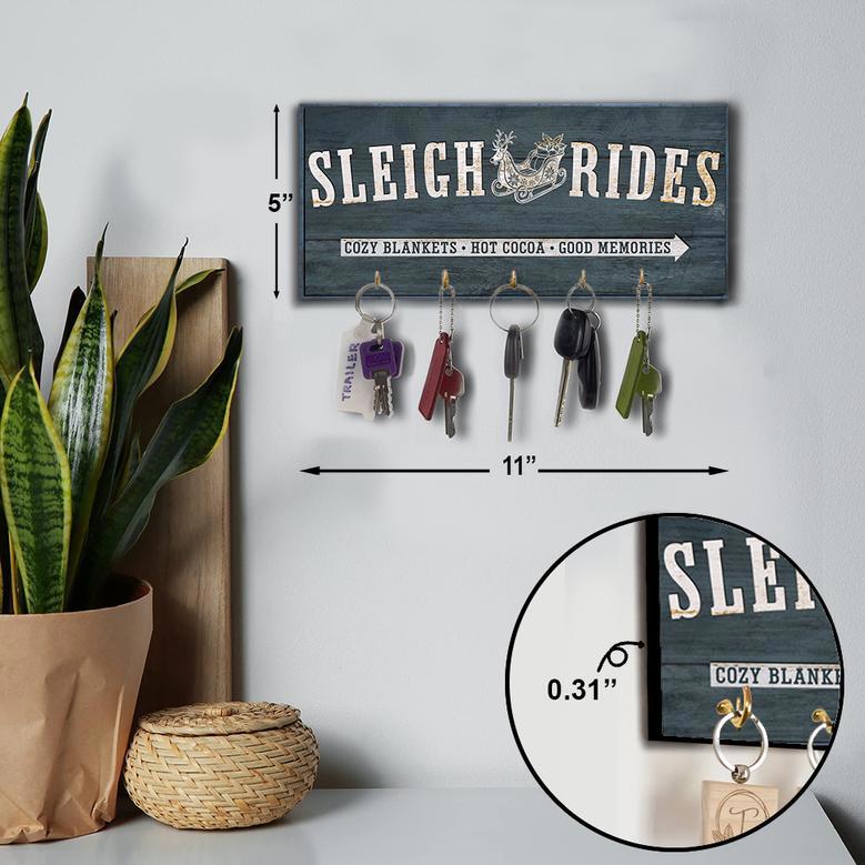 Custom "Sleigh Rides" Key Holder – Cozy Blankets & Hot Cocoa - Christmas Decor