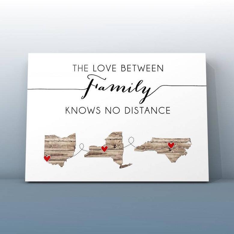 Personalized Canvas With State Map - Thoughtful Long Distance Family Gift For Moving Away Or Keepsake Decor