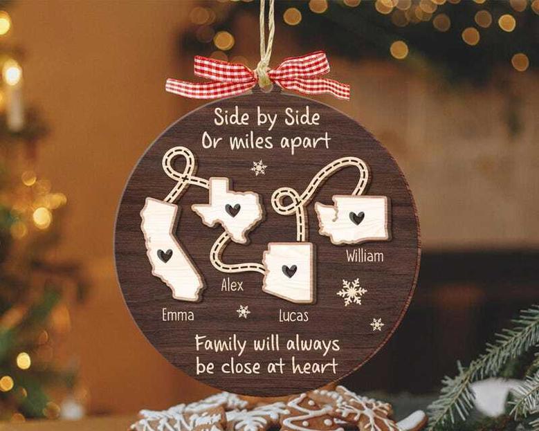 Heartfelt Custom State Map Ornament For Long Distance Family Gift