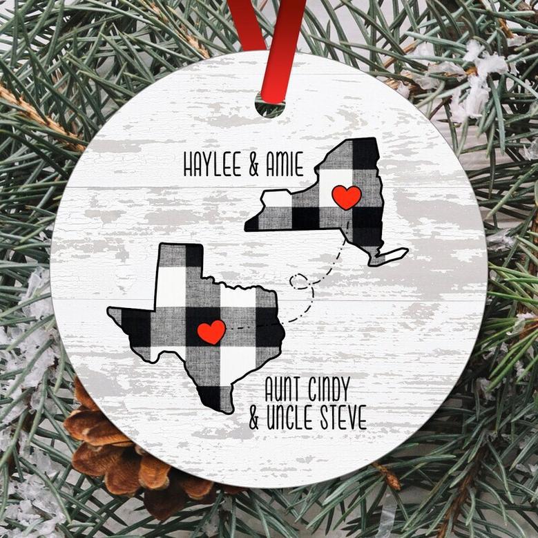 Heartfelt Long Distance Family Gift Ornament For Parents - Christmas Keepsake, State To State Connection