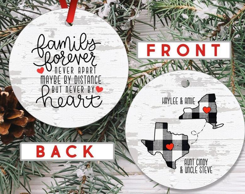 Heartfelt Long Distance Family Gift Ornament For Parents - Christmas Keepsake, State To State Connection