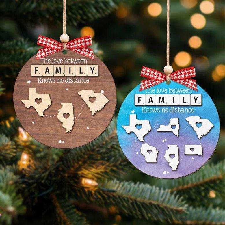 Heartfelt Long Distance Family Gift - Custom Wooden Christmas Ornament For Distant Loved Ones