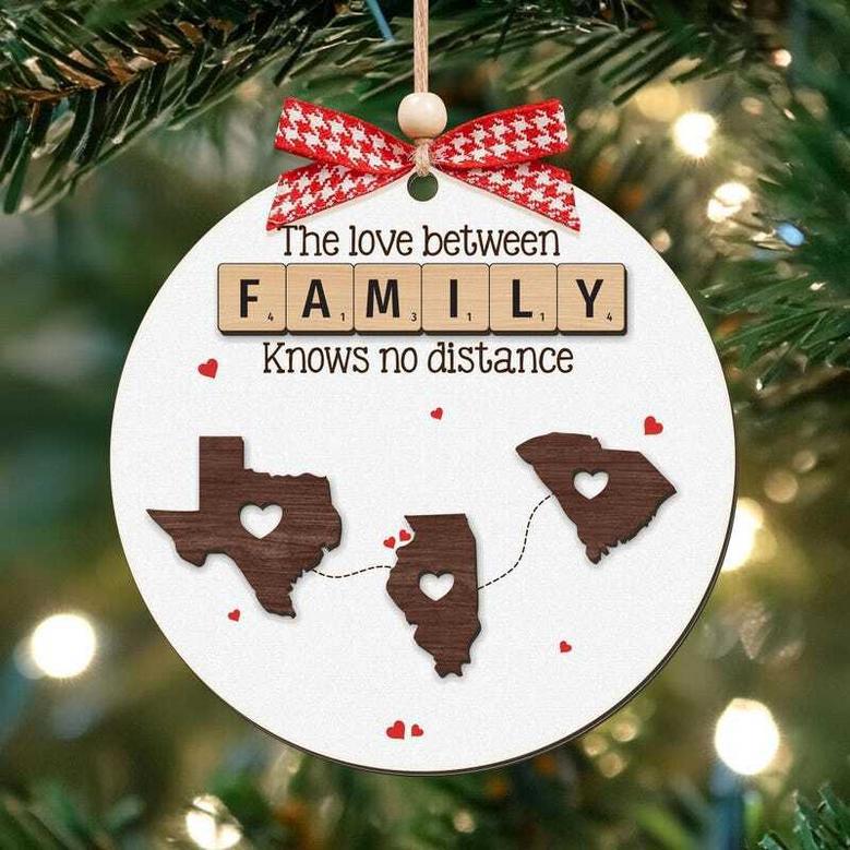 Heartfelt Long Distance Family Gift - Custom Wooden Christmas Ornament For Distant Loved Ones