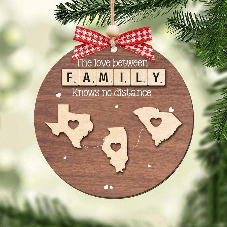 Heartfelt Long Distance Family Gift - Custom Wooden Christmas Ornament For Distant Loved Ones