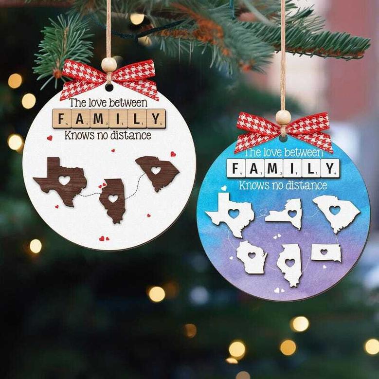 Heartfelt Long Distance Family Gift - Custom Wooden Christmas Ornament For Distant Loved Ones