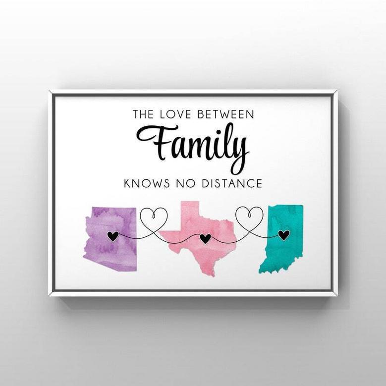 Thoughtful Long Distance Family Gift Canvas - Customizable Map Design For Moving Or Deployment