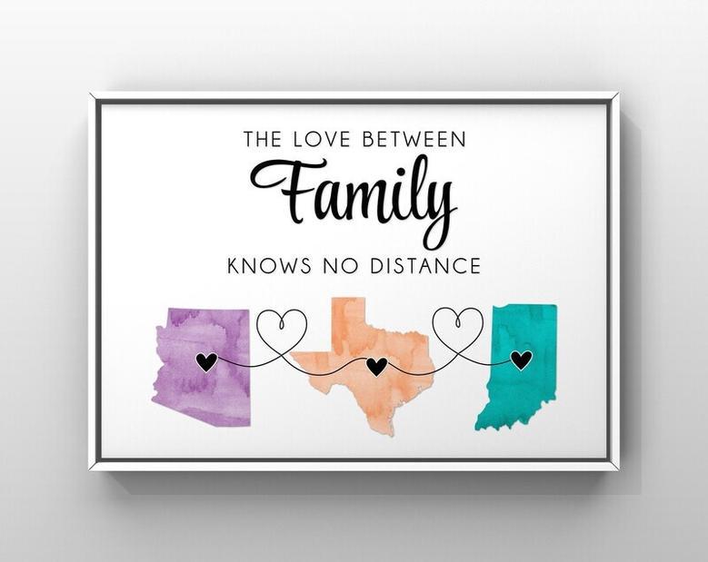 Thoughtful Long Distance Family Gift Canvas - Customizable Map Design For Moving Or Deployment