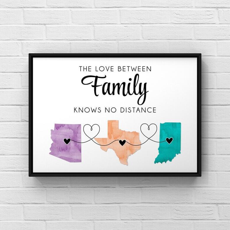 Thoughtful Long Distance Family Gift Canvas - Customizable Map Design For Moving Or Deployment