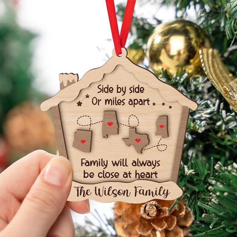 Thoughtful Long Distance Family Gift - Christmas Wooden Ornament For Meaningful Holiday Celebrations