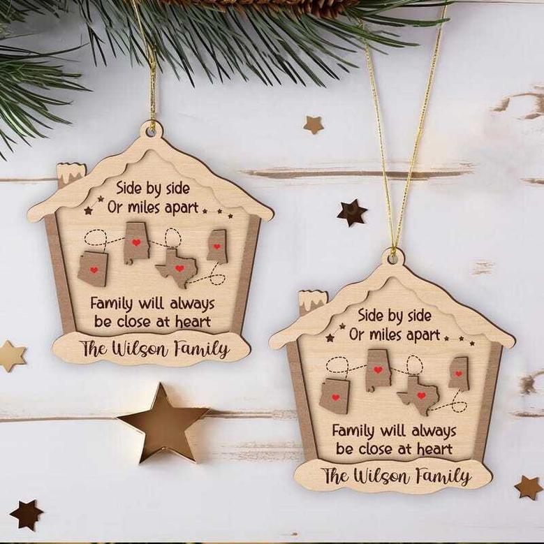 Thoughtful Long Distance Family Gift - Christmas Wooden Ornament For Meaningful Holiday Celebrations