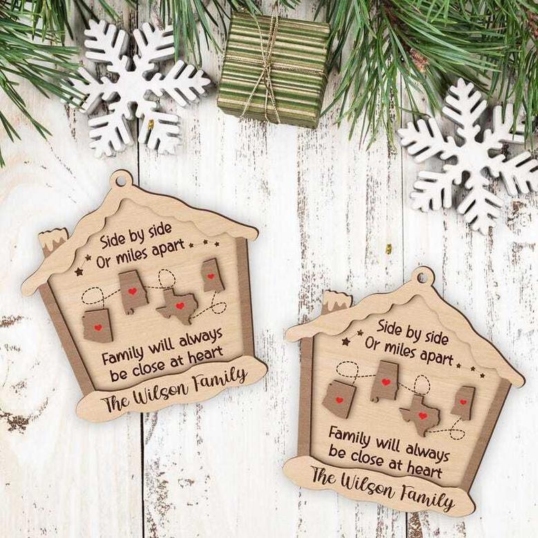 Thoughtful Long Distance Family Gift - Christmas Wooden Ornament For Meaningful Holiday Celebrations