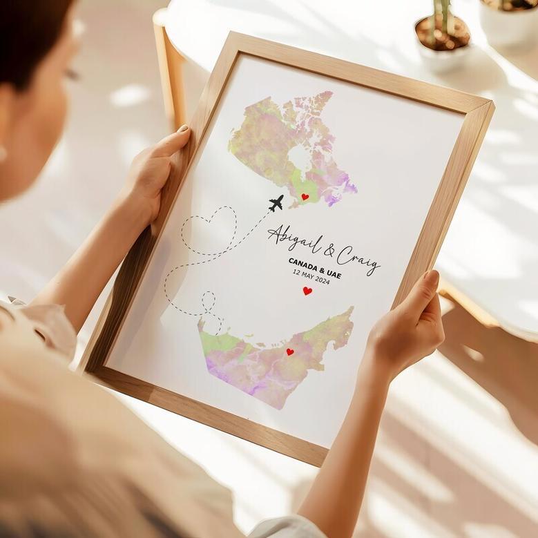 Customizable Map Canvas For Families Separated By Distance - Thoughtful Travel Gift For Loved Ones