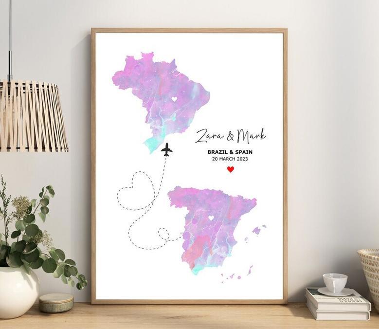 Customizable Map Canvas For Families Separated By Distance - Thoughtful Travel Gift For Loved Ones