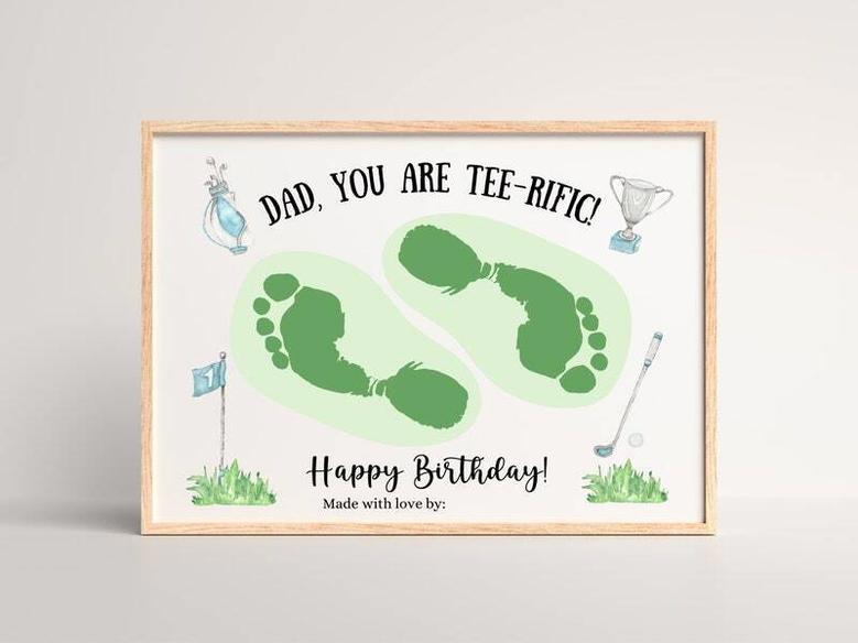 Touching Dad Golf Canvas Art Gift From Kids For Father's Birthday Keepsake