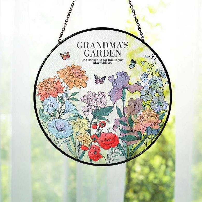 Heartfelt Birth Flowers Suncatcher For Grandma's Garden - Personalized Grandma & Mom Gift