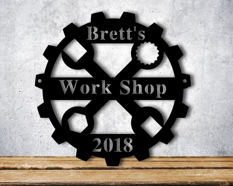 Dad's workshop custom metal garage sign, personalized with name; wall decor gift for him, perfect for Father's Day or birthday