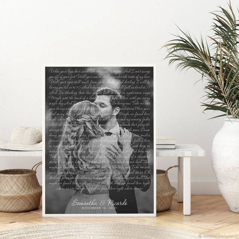 Personalized song lyrics canvas with first dance photo, couple names and date; 1st anniversary gift for newlyweds Personalized song lyrics canvas with first dance photo, couple names and date; 1st anniversary gift for newlyweds